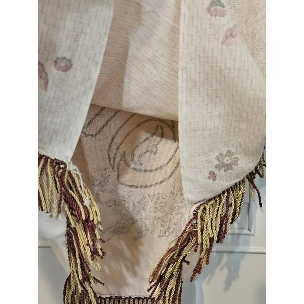 Vtg Oregon Souvenir Pillow Cover Case Fringe Estacada Rose Cream Satin Sham READ